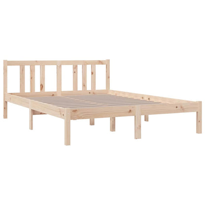 vidaXL Bed Frame without Mattress Solid Wood 135x190 cm Double - Brown - 195.5 x 140.5 x 69.5 cm - 65050