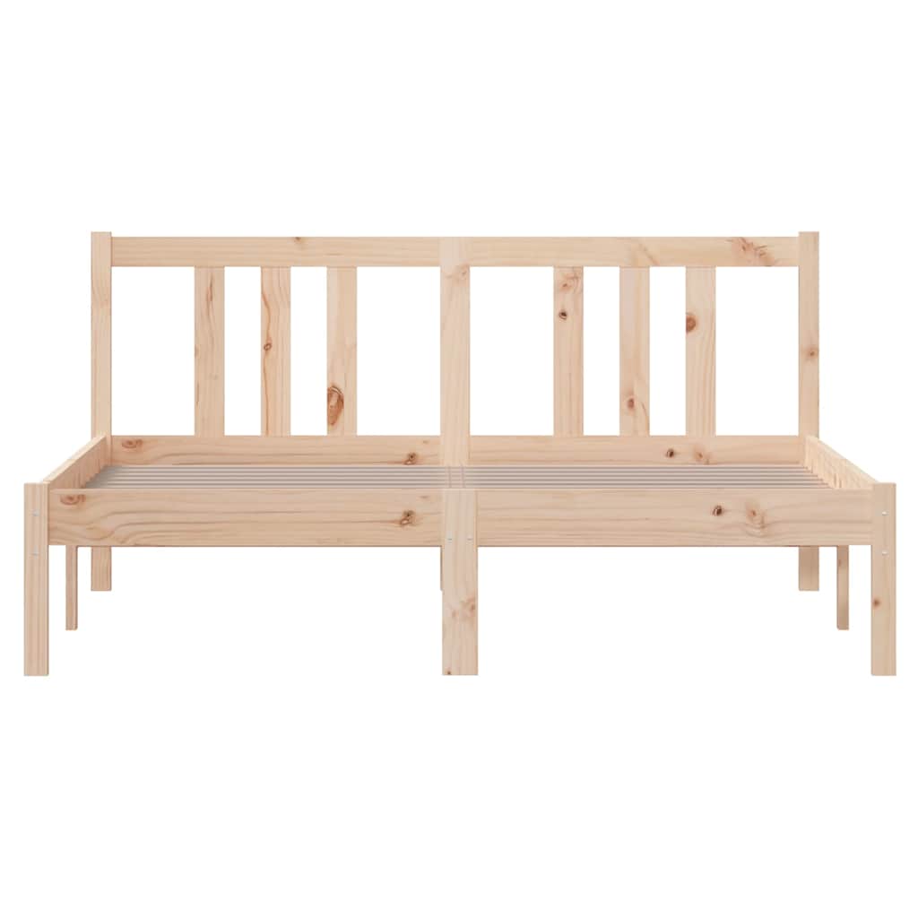 vidaXL Bed Frame without Mattress Solid Wood 135x190 cm Double - Brown - 195.5 x 140.5 x 69.5 cm - 65050