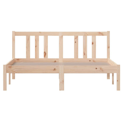 vidaXL Bed Frame without Mattress Solid Wood 135x190 cm Double - Brown - 195.5 x 140.5 x 69.5 cm - 65050