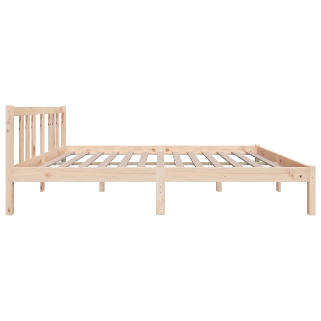 vidaXL Bed Frame without Mattress Solid Wood 135x190 cm Double - Brown - 195.5 x 140.5 x 69.5 cm - 65050