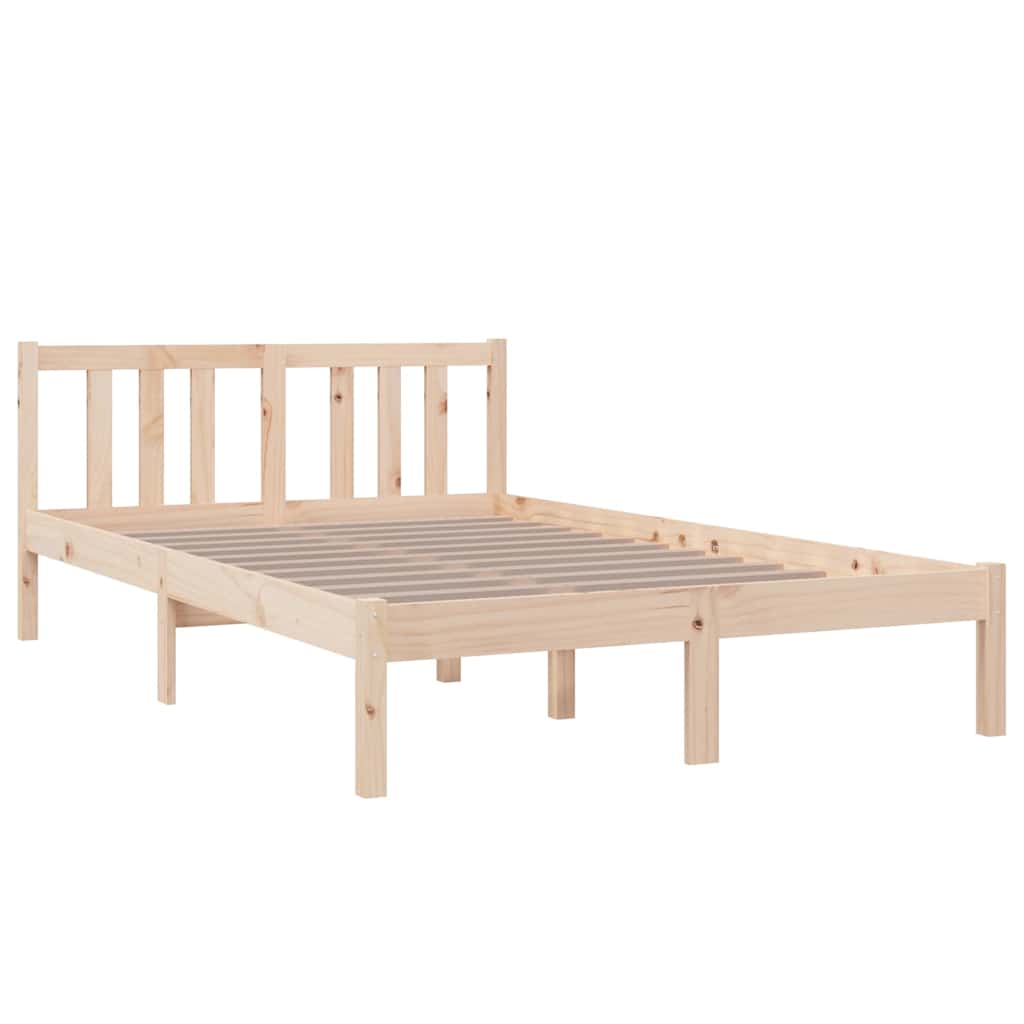 vidaXL Bed Frame without Mattress Solid Wood 120x200 cm - Brown - 205.5 x 125.5 x 69.5 cm