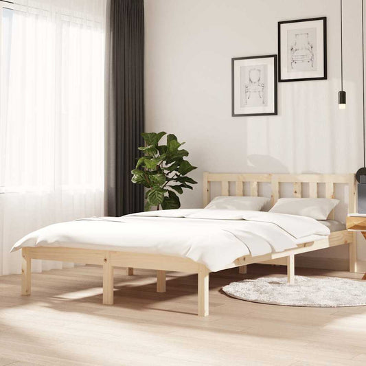 vidaXL Bed Frame without Mattress Solid Wood 120x200 cm - Brown - 205.5 x 125.5 x 69.5 cm
