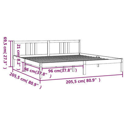 vidaXL Bed Frame without Mattress Solid Wood 200x200 cm - Brown - 205.5 x 205.5 x 69.5 cm - 65059