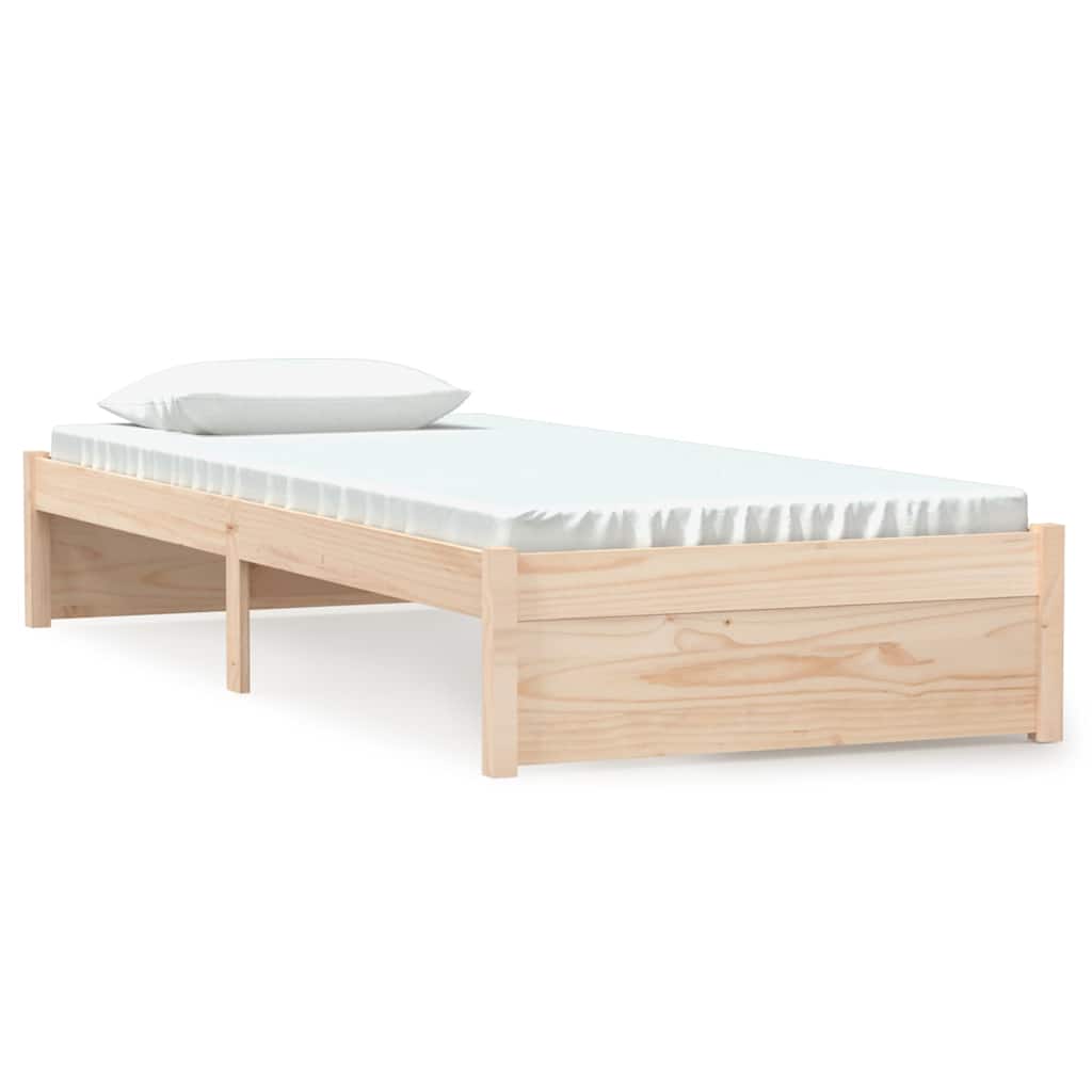 vidaXL Bed Frame without Mattress Solid Wood 75x190 cm Small Single - Brown - 195.5 x 80.5 x 31 cm