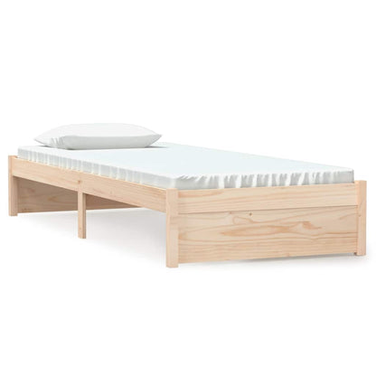 vidaXL Bed Frame without Mattress Solid Wood 75x190 cm Small Single - Brown - 195.5 x 80.5 x 31 cm