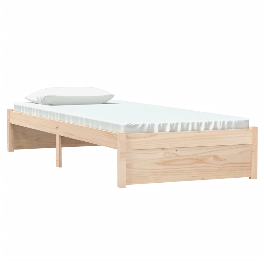 vidaXL Bed Frame without Mattress Solid Wood 75x190 cm Small Single - Brown - 195.5 x 80.5 x 31 cm