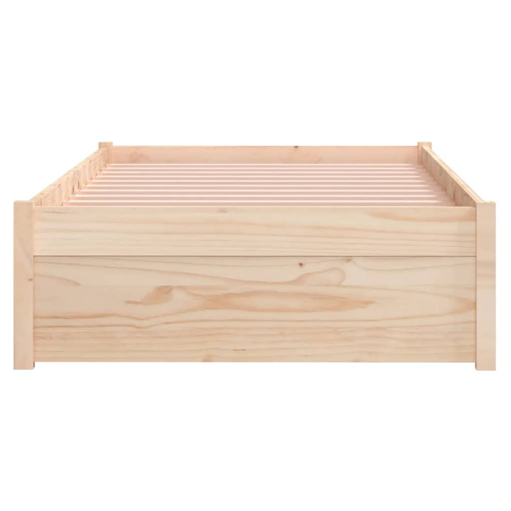 vidaXL Bed Frame without Mattress Solid Wood 75x190 cm Small Single - Brown - 195.5 x 80.5 x 31 cm