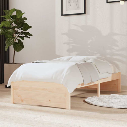 vidaXL Bed Frame without Mattress Solid Wood 75x190 cm Small Single - Brown - 195.5 x 80.5 x 31 cm