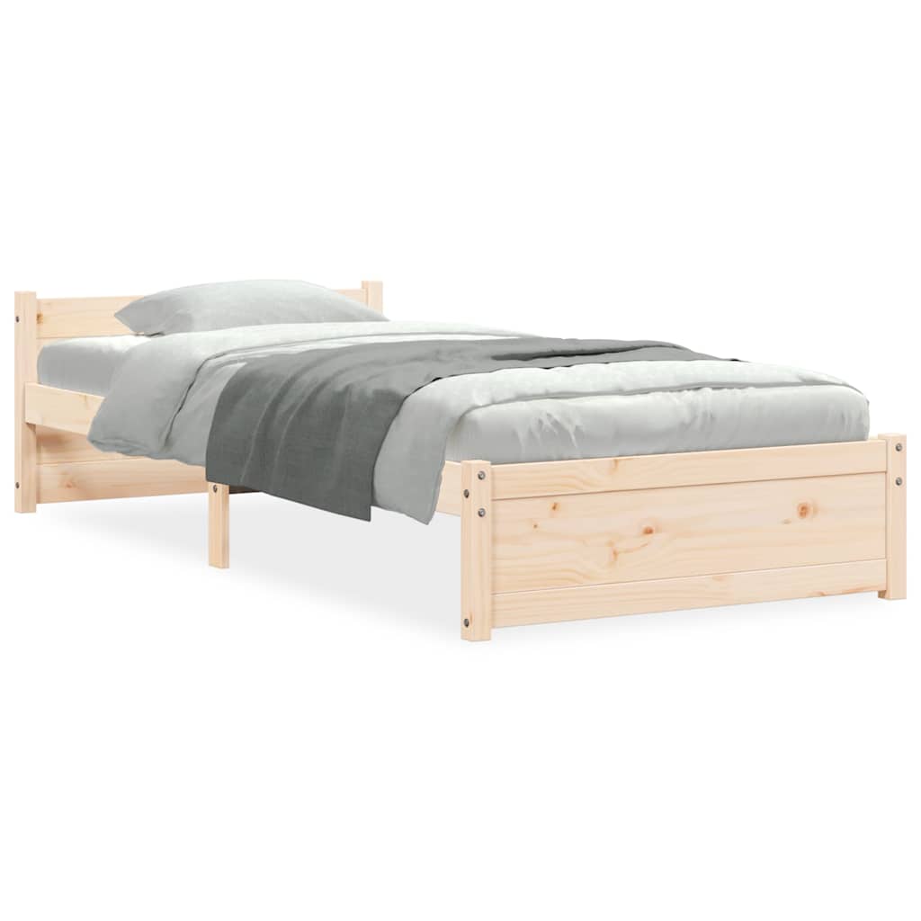 vidaXL Bed Frame without Mattress Solid Wood 75x190 cm Small Single - Brown - 195.5 x 80.5 x 51 cm
