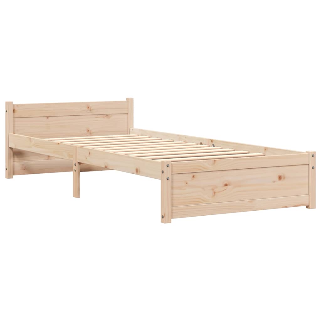 vidaXL Bed Frame without Mattress Solid Wood 75x190 cm Small Single - Brown - 195.5 x 80.5 x 51 cm
