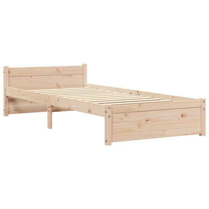 vidaXL Bed Frame without Mattress Solid Wood 75x190 cm Small Single - Brown - 195.5 x 80.5 x 51 cm
