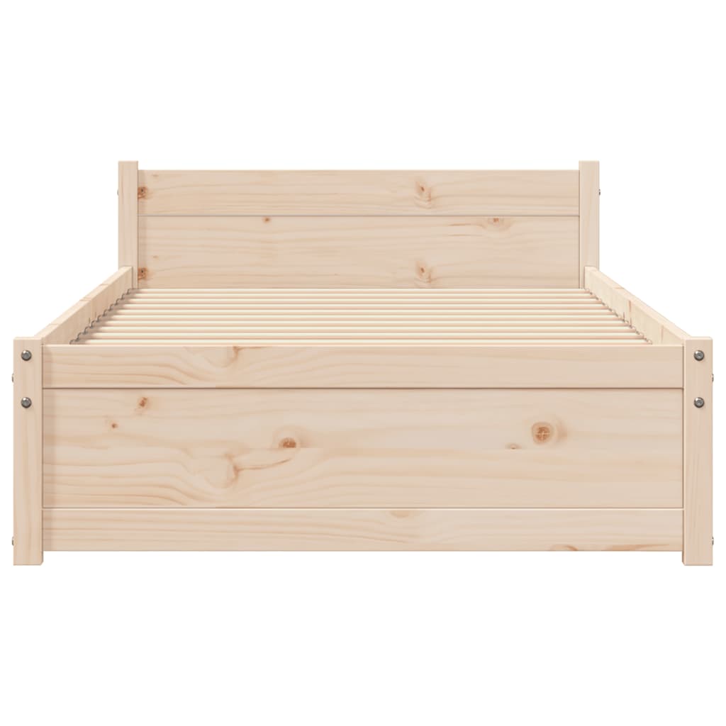 vidaXL Bed Frame without Mattress Solid Wood 75x190 cm Small Single - Brown - 195.5 x 80.5 x 51 cm