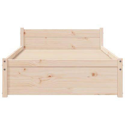 vidaXL Bed Frame without Mattress Solid Wood 75x190 cm Small Single - Brown - 195.5 x 80.5 x 51 cm