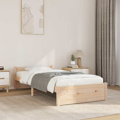 vidaXL Bed Frame without Mattress Solid Wood 75x190 cm Small Single - Brown - 195.5 x 80.5 x 51 cm