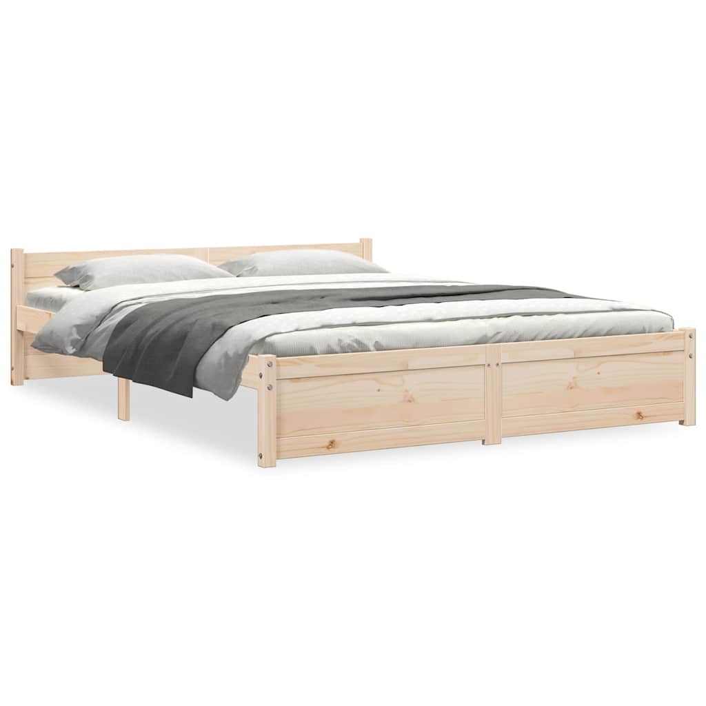 vidaXL Bed Frame without Mattress Solid Wood 135x190 cm Double - Brown - 195.5 x 140.5 x 51 cm