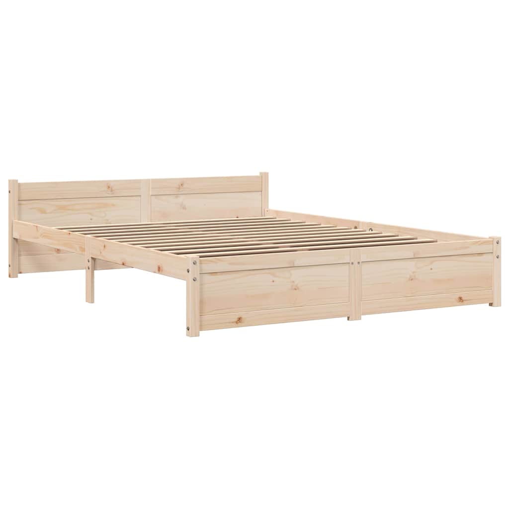 vidaXL Bed Frame without Mattress Solid Wood 135x190 cm Double - Brown - 195.5 x 140.5 x 51 cm