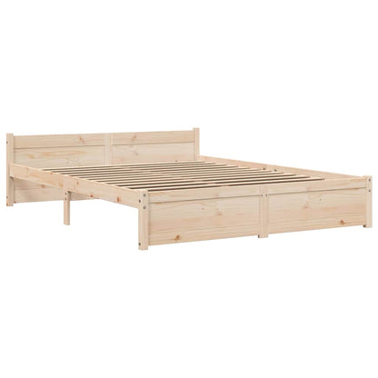 vidaXL Bed Frame without Mattress Solid Wood 135x190 cm Double - Brown - 195.5 x 140.5 x 51 cm