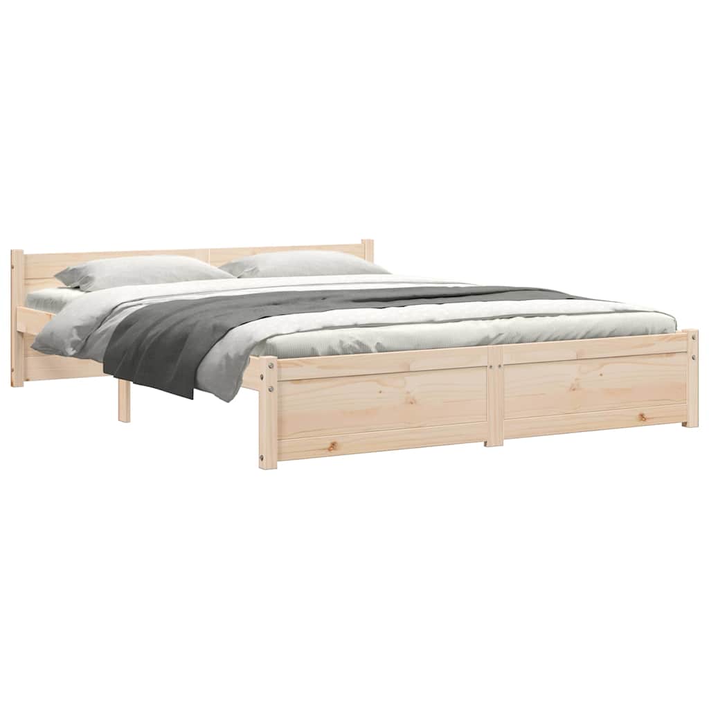 vidaXL Bed Frame without Mattress Solid Wood 135x190 cm Double - Brown - 195.5 x 140.5 x 51 cm