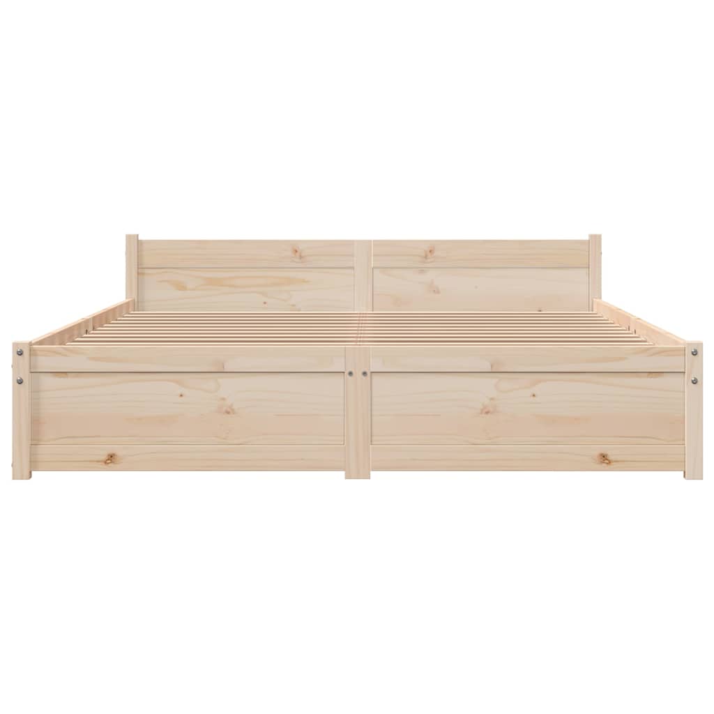 vidaXL Bed Frame without Mattress Solid Wood 135x190 cm Double - Brown - 195.5 x 140.5 x 51 cm