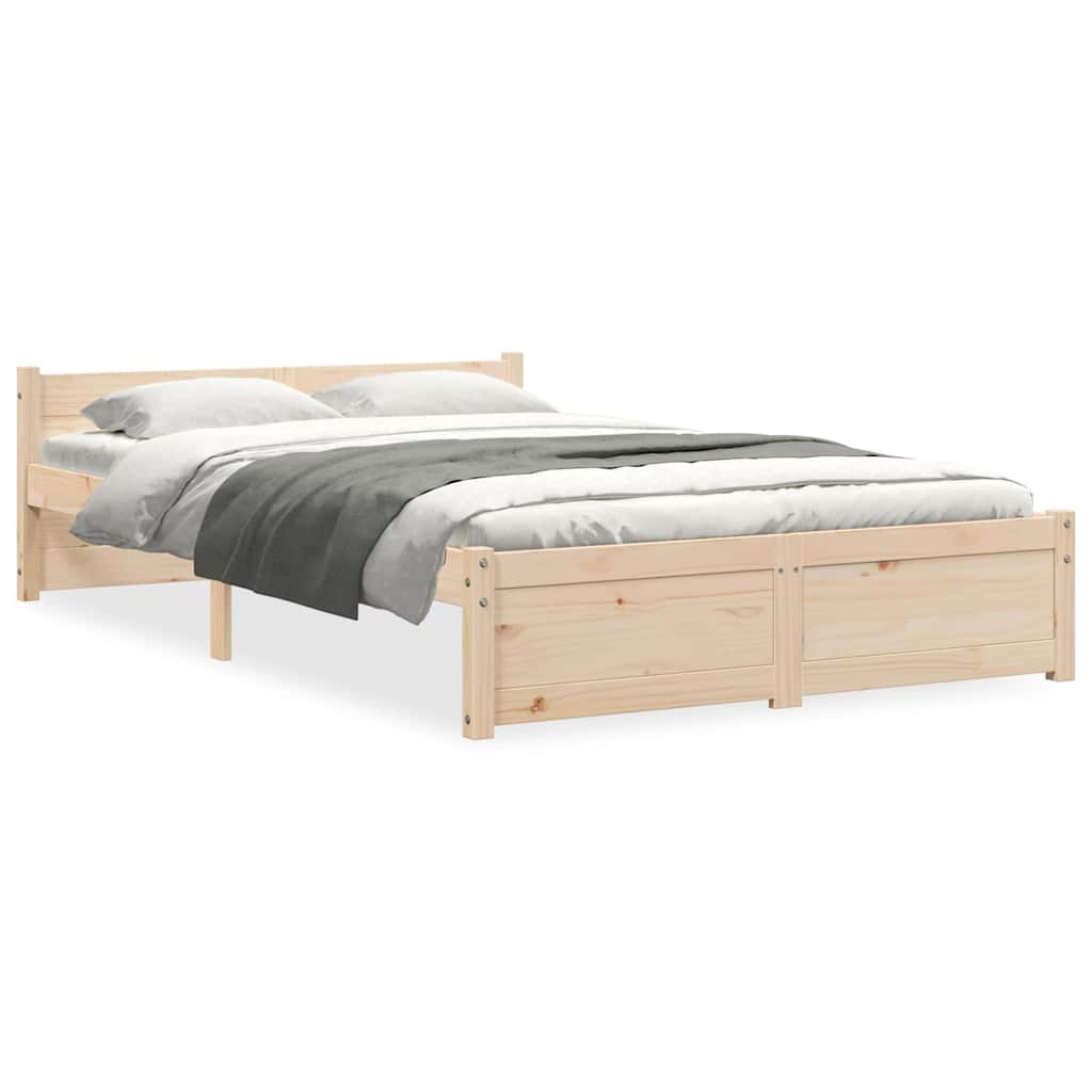 vidaXL Bed Frame without Mattress Solid Wood 120x200 cm - Brown - 205.5 x 125.5 x 51 cm