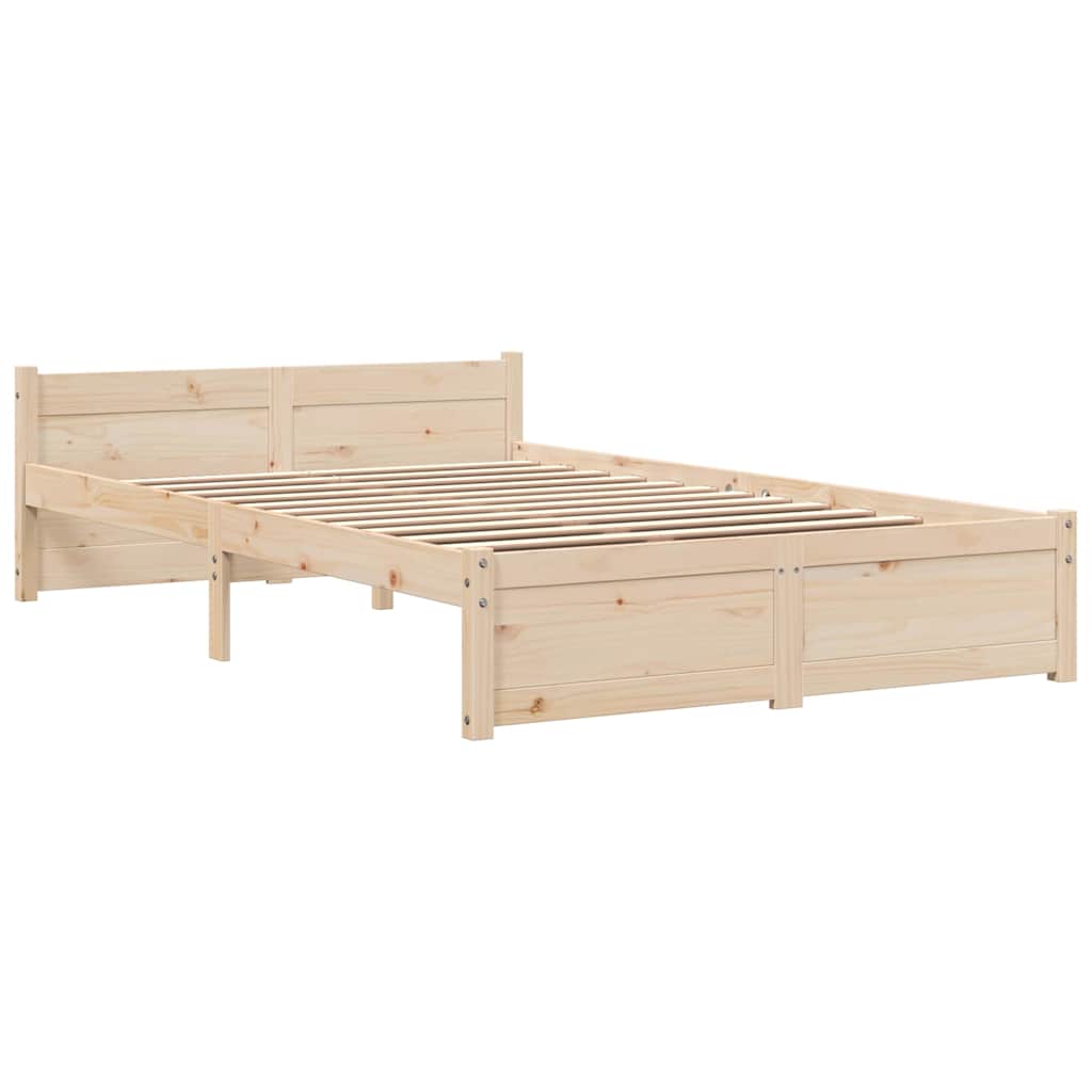vidaXL Bed Frame without Mattress Solid Wood 120x200 cm - Brown - 205.5 x 125.5 x 51 cm