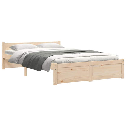vidaXL Bed Frame without Mattress Solid Wood 120x200 cm - Brown - 205.5 x 125.5 x 51 cm