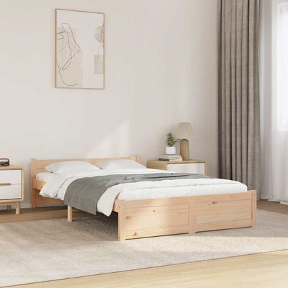 vidaXL Bed Frame without Mattress Solid Wood 120x200 cm - Brown - 205.5 x 125.5 x 51 cm