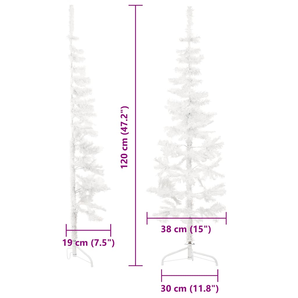 vidaXL Slim Artificial Half Christmas Tree with Stand White 120 cm