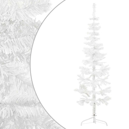 vidaXL Slim Artificial Half Christmas Tree with Stand White 150 cm
