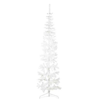 vidaXL Slim Artificial Half Christmas Tree with Stand White 210 cm