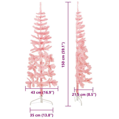 vidaXL Slim Artificial Half Christmas Tree with Stand Pink 150 cm