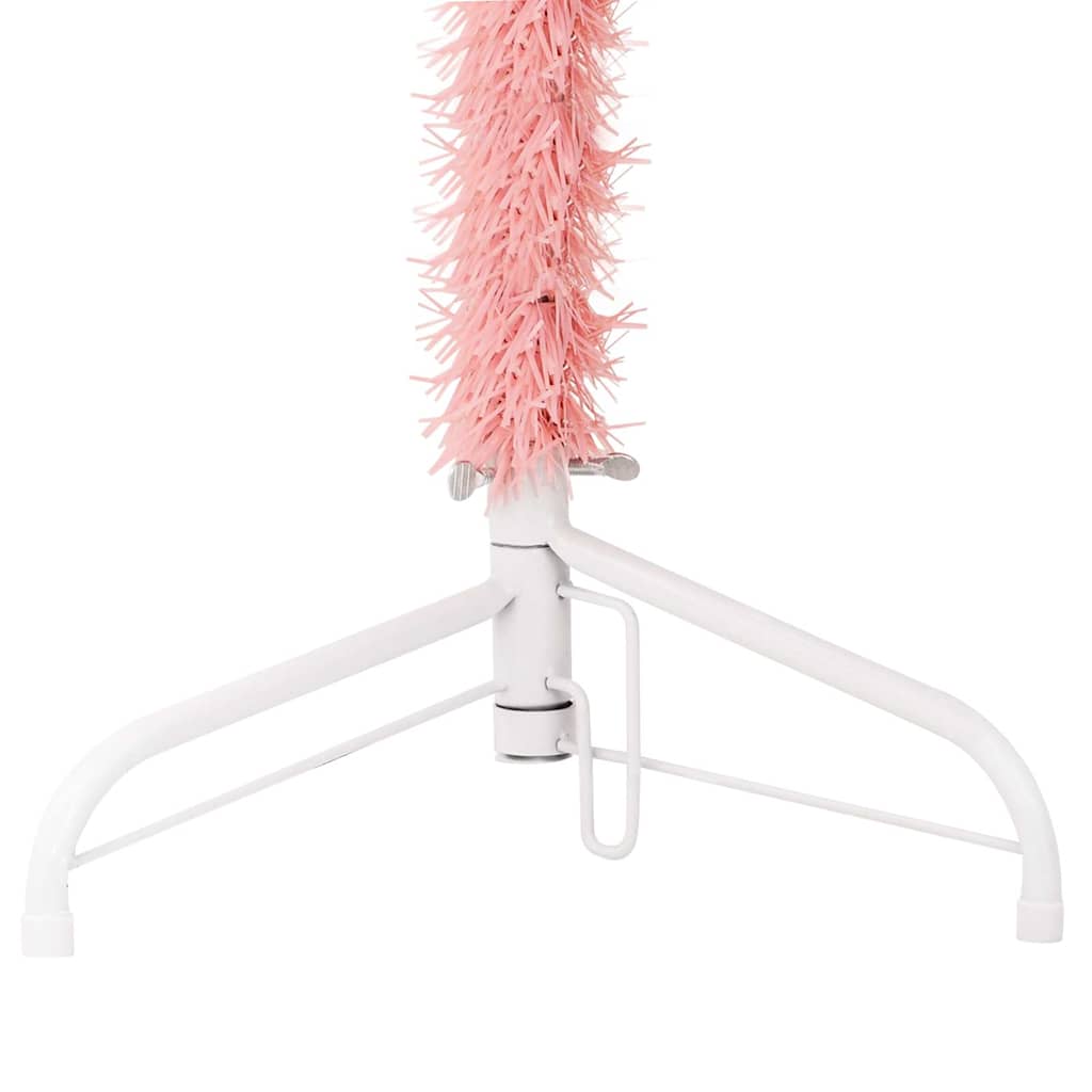 vidaXL Slim Artificial Half Christmas Tree with Stand Pink 180 cm