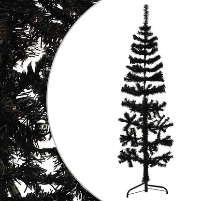 vidaXL Slim Artificial Half Christmas Tree with Stand Black 150 cm