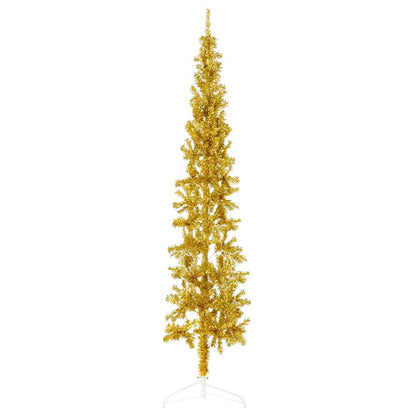 vidaXL Slim Artificial Half Christmas Tree with Stand Gold 180 cm
