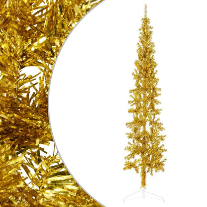 vidaXL Slim Artificial Half Christmas Tree with Stand Gold 240 cm