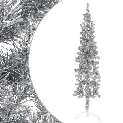 vidaXL Slim Artificial Half Christmas Tree with Stand Silver 180 cm