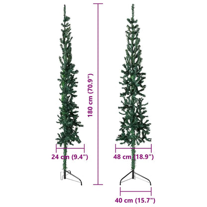 vidaXL Slim Artificial Half Christmas Tree with Stand Green 180 cm