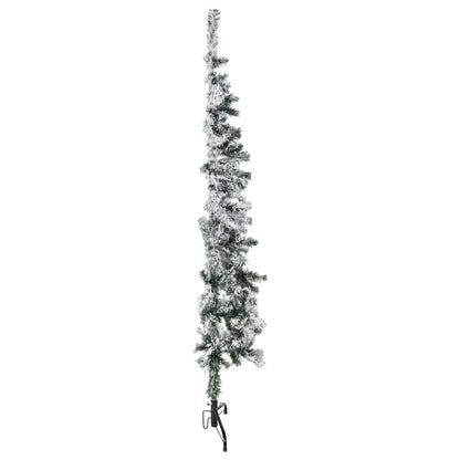 vidaXL Slim Artificial Half Christmas Tree with Flocked Snow 150 cm - Green