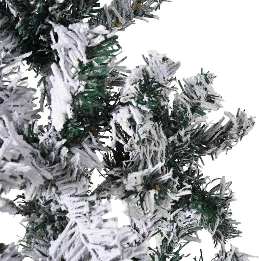 vidaXL Slim Artificial Half Christmas Tree with Flocked Snow 180 cm - Green