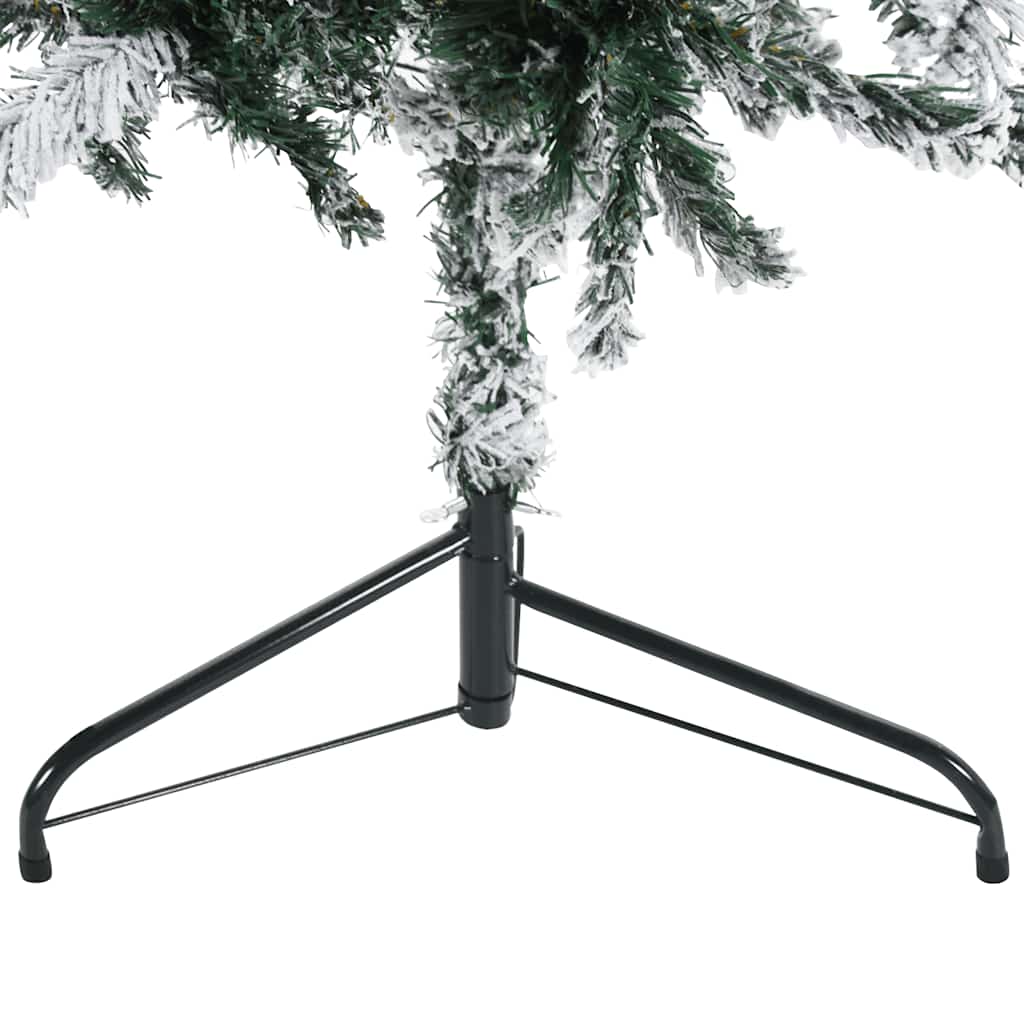 vidaXL Slim Artificial Half Christmas Tree with Flocked Snow 180 cm - Green
