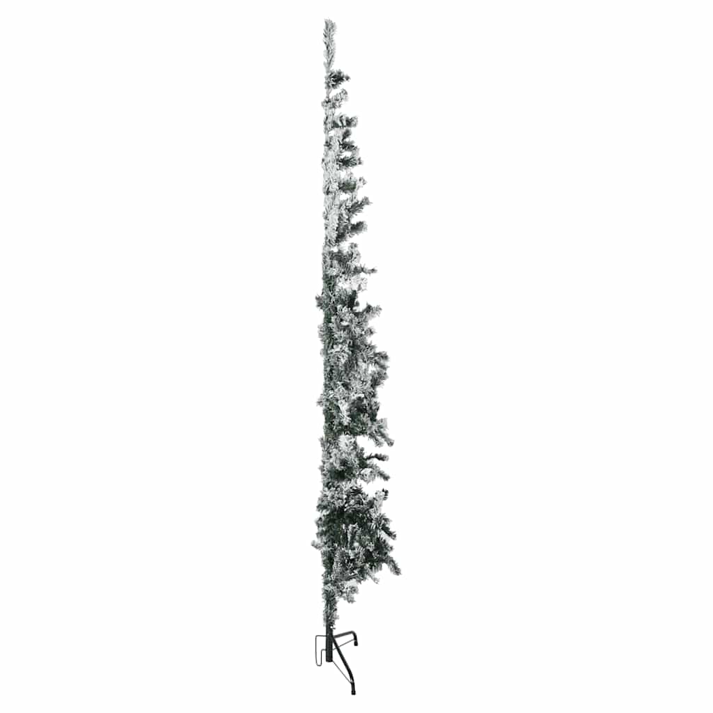 vidaXL Slim Artificial Half Christmas Tree with Flocked Snow 210 cm - Green