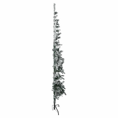 vidaXL Slim Artificial Half Christmas Tree with Flocked Snow 210 cm - Green