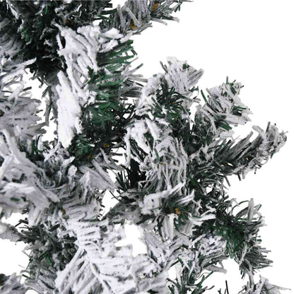 vidaXL Slim Artificial Half Christmas Tree with Flocked Snow 210 cm - Green