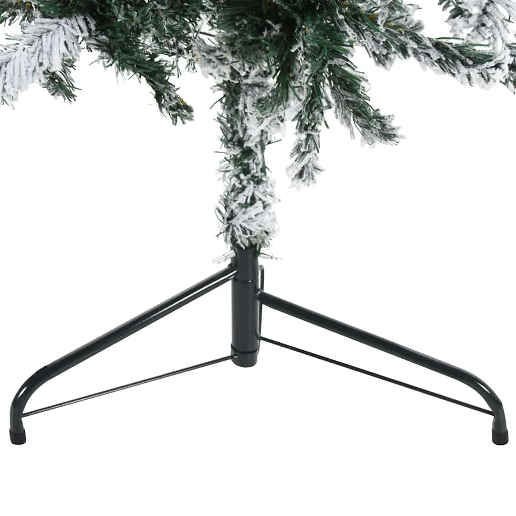 vidaXL Slim Artificial Half Christmas Tree with Flocked Snow 210 cm - Green