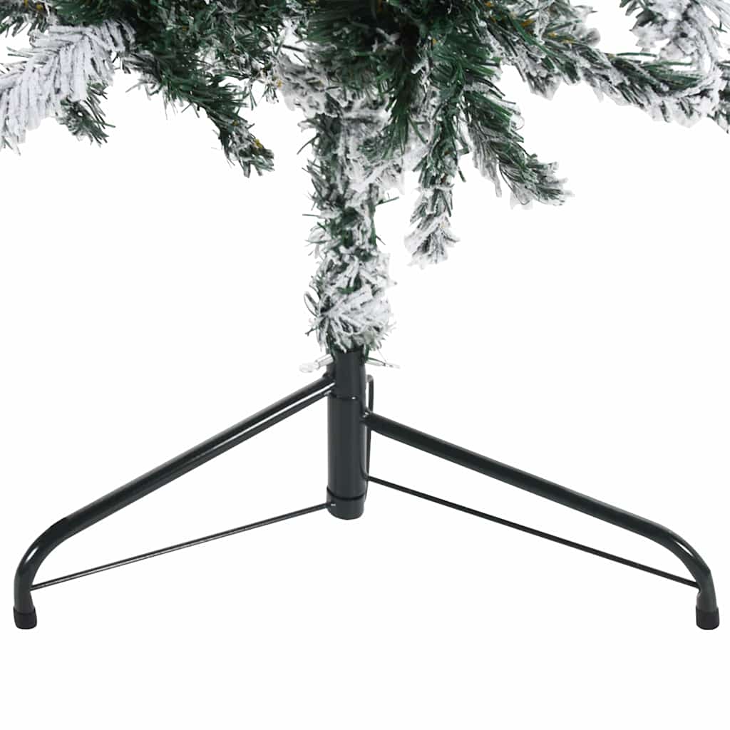 vidaXL Slim Artificial Half Christmas Tree with Flocked Snow 240 cm - Green