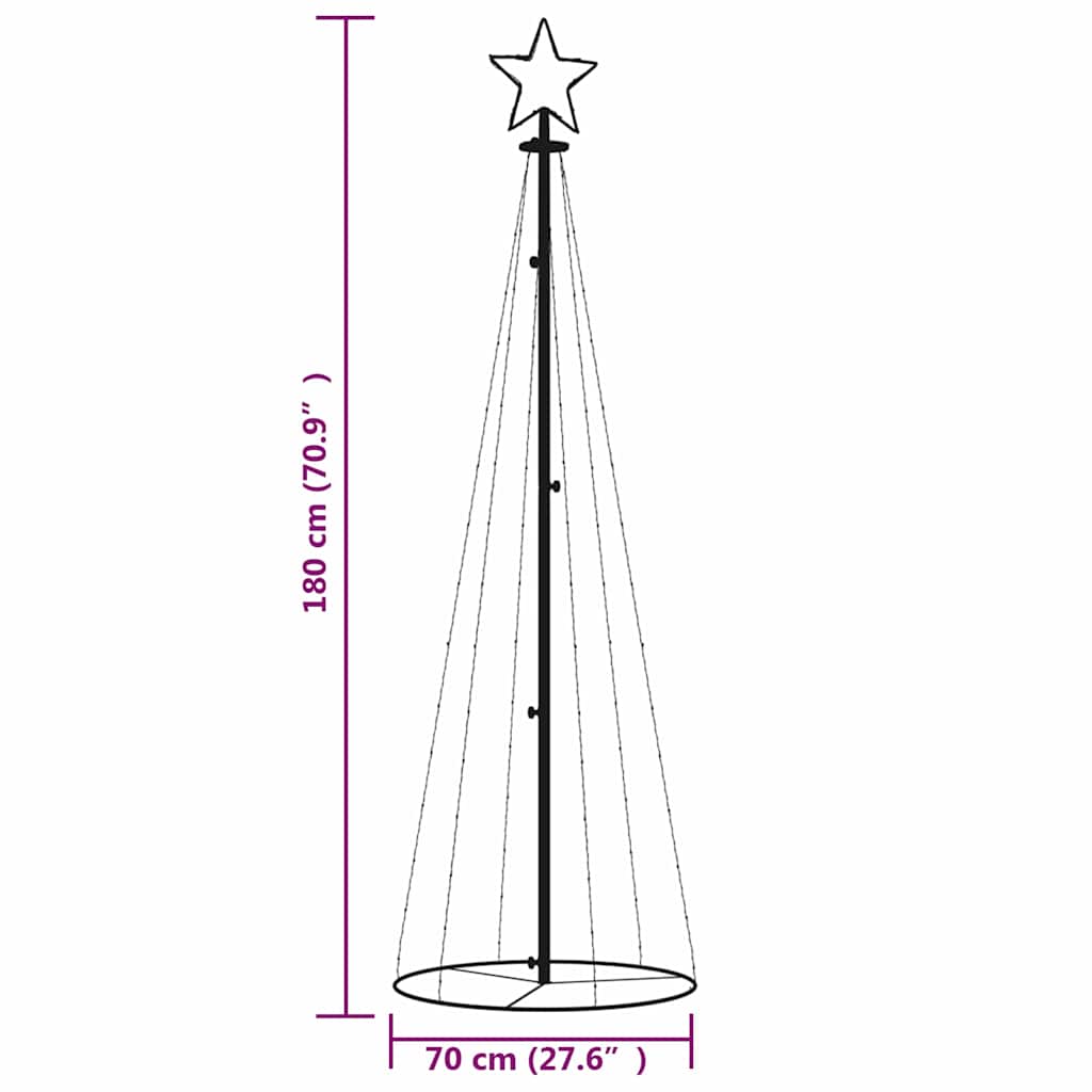 vidaXL Christmas Cone Tree Warm White 108 LEDs 70x180 cm - 180 x 70 cm