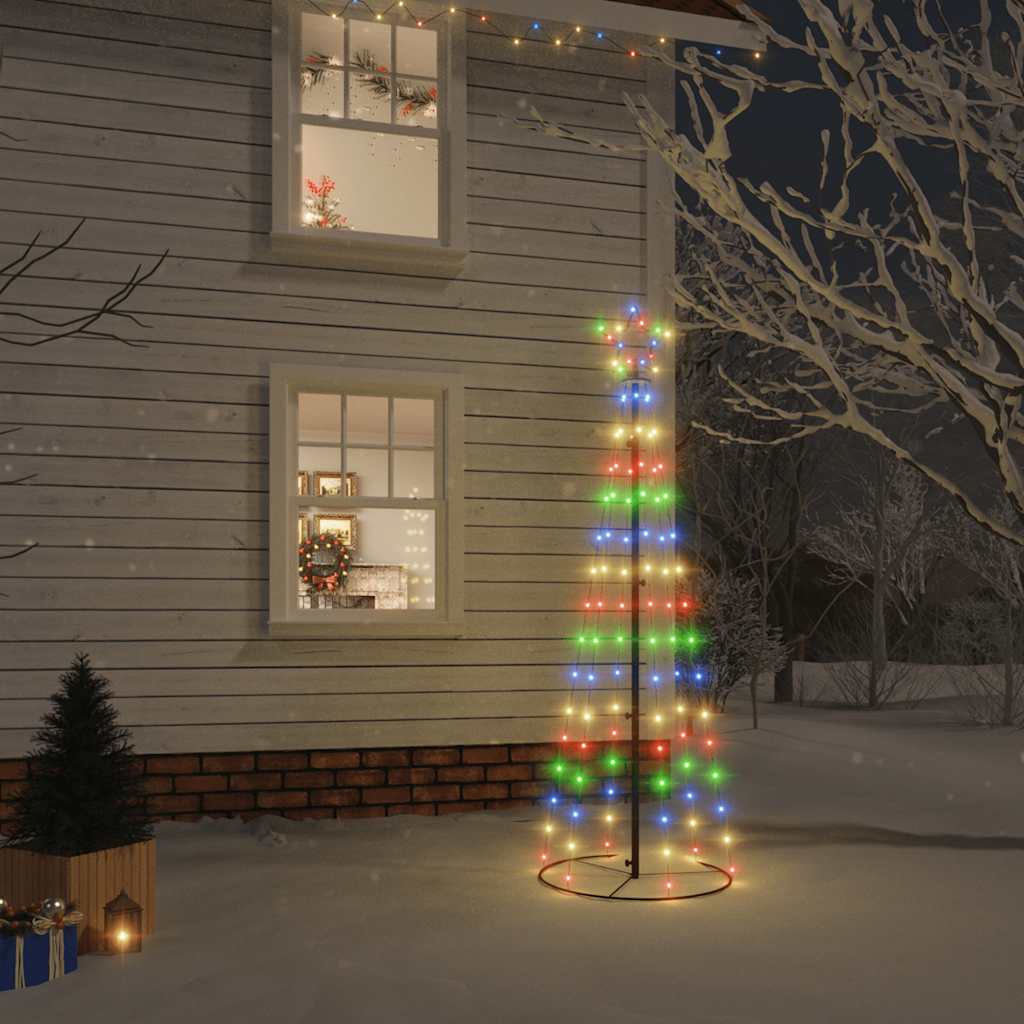 vidaXL Christmas Cone Tree Colourful 108 LEDs 70x180 cm - Multicolour - 180 x 70 cm