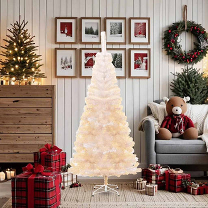 vidaXL Artificial Christmas Tree with Iridescent Tips White 180 cm PVC - 180 x 90 cm