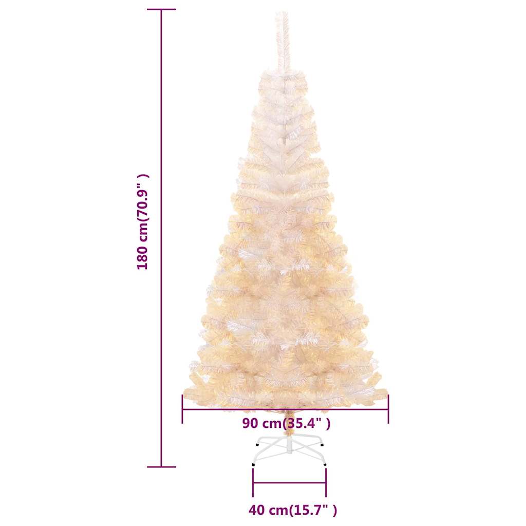 vidaXL Artificial Christmas Tree with Iridescent Tips White 180 cm PVC - 180 x 90 cm