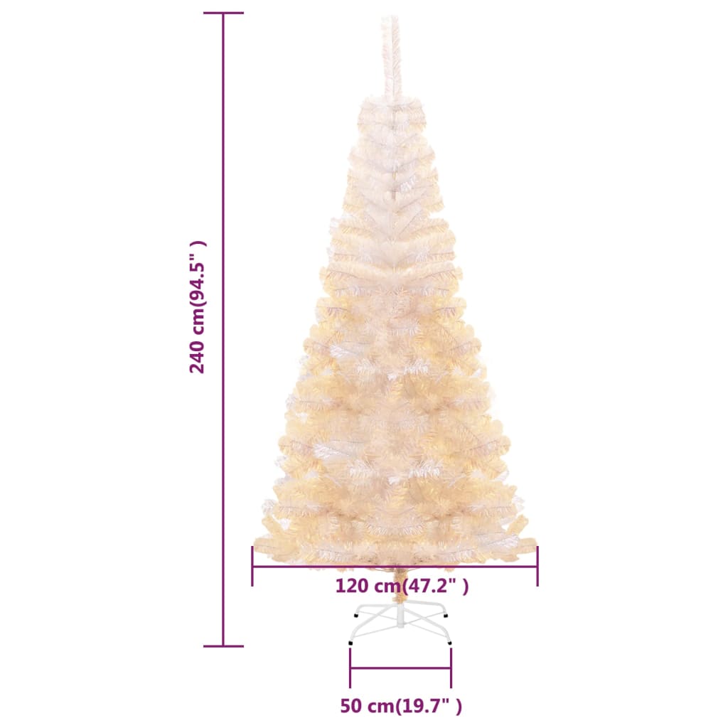 vidaXL Artificial Christmas Tree with Iridescent Tips White 240 cm PVC - 240 x 120 cm